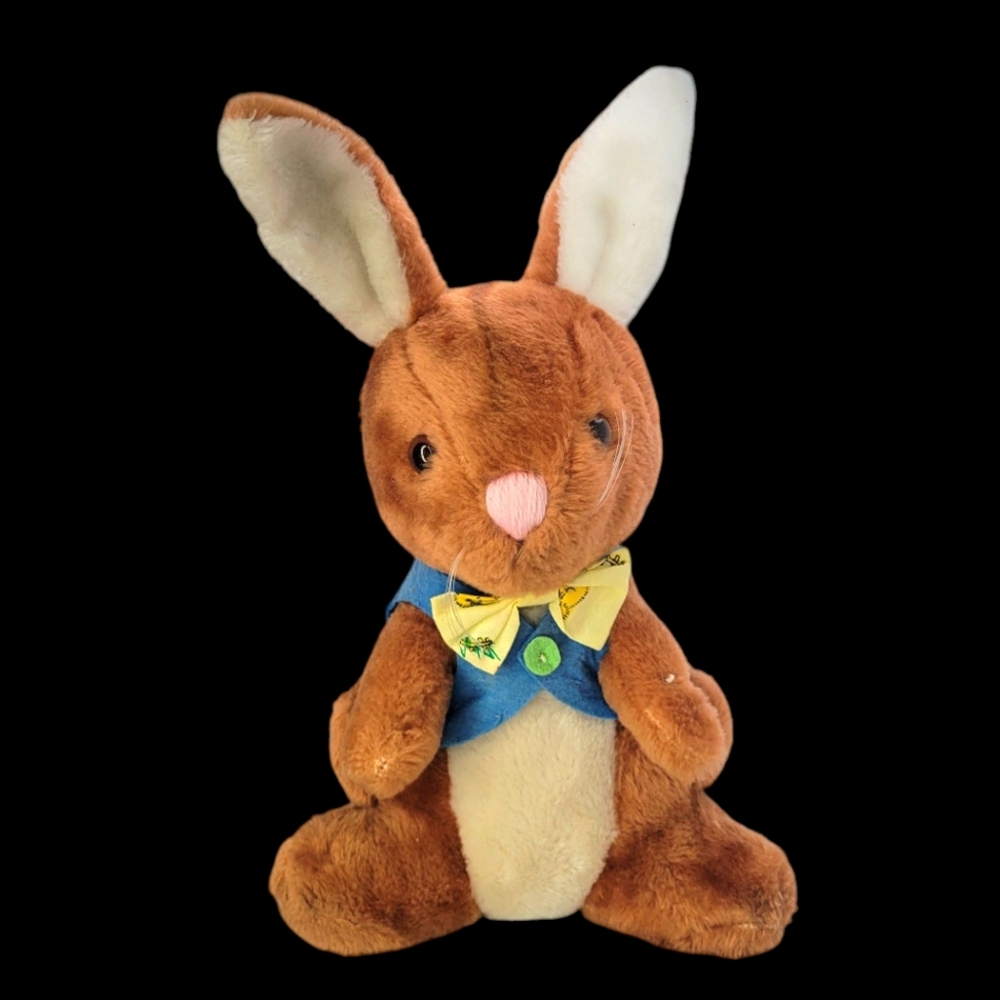 Dakin Bunny Rabbit Plush Stuffed Animal Peter Cottontail Bow Vintage 1974 Easter